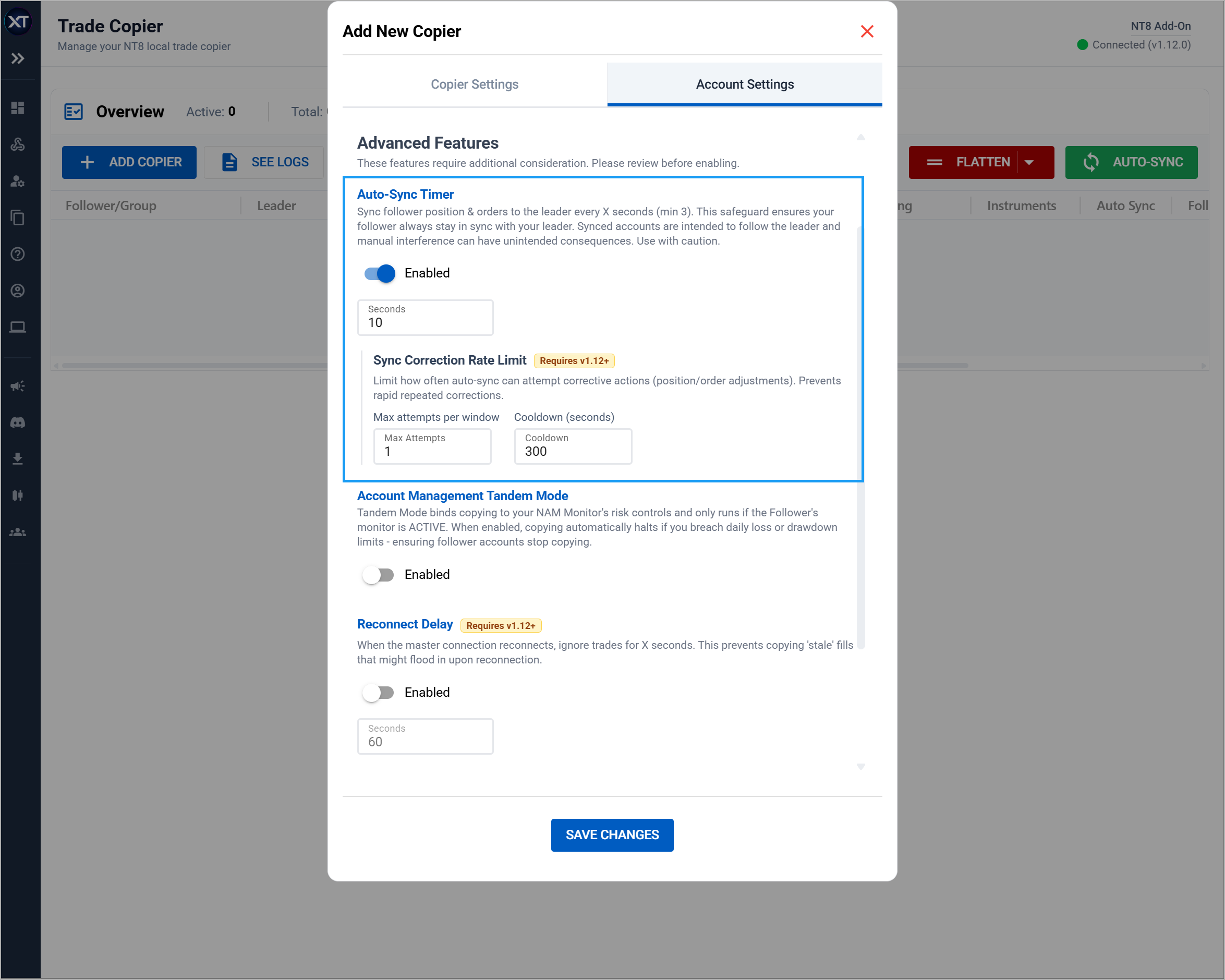 auto-sync timer settings